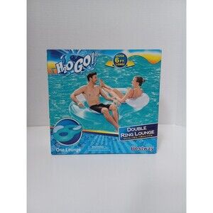 NEW!  H2O Go! Double Ring Lounge Float‎ 6+ Feet Long with Head Rest Blue
